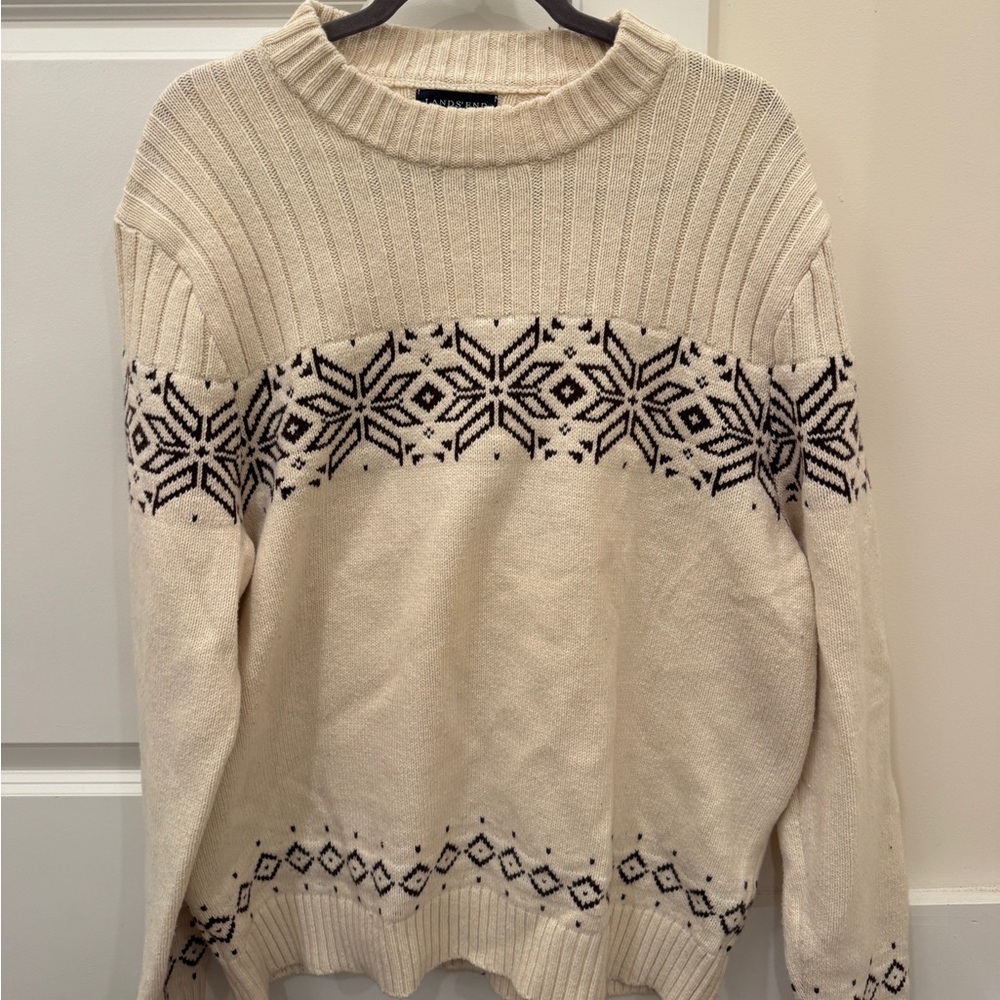 Lands' End Cream Knit Sweater